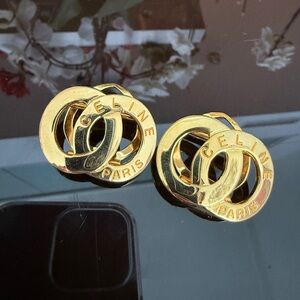 LOT 1733 24K gold plated Celine vintage shoe clips